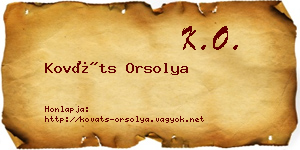 Kováts Orsolya névjegykártya