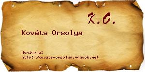 Kováts Orsolya névjegykártya